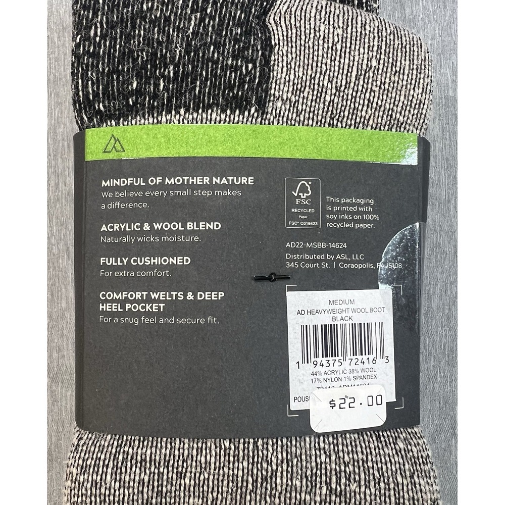Alpine Design Mens 2 Pair Boot Socks Wool Size M 6 -9 Calf Cut Heavy Weight - Picture 3 of 3